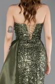 Robe de Soirée Longue Squameuse Kaki ABU6173
