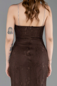 Robe de Soirée Longue Dantelle Brun ABU6172