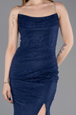 Robe de Soirée Longue Dantelle Bleu Marine ABU6172