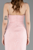Robe de Soirée Longue Dantelle Poudre ABU6172