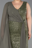 Robe De Soirée Grande Taille Longue Perlé Kaki ABU6133