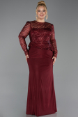 Robe de Soirée Grande Taille Longue Rouge Bordeaux ABU6183