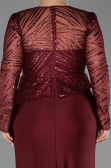 Robe de Soirée Grande Taille Longue Rouge Bordeaux ABU6183