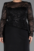 Robe de Soirée Grande Taille Longue Noir ABU6183