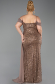 Robe De Soirée Grande Taille Longue Squameuse Cappuccino ABU6134