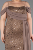 Robe De Soirée Grande Taille Longue Squameuse Cappuccino ABU6134
