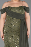 Robe De Soirée Grande Taille Longue Squameuse Kaki ABU6134
