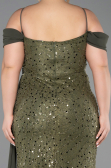 Robe De Soirée Grande Taille Longue Squameuse Kaki ABU6134