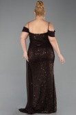 Robe De Soirée Grande Taille Longue Squameuse Brun ABU6134