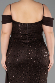 Robe De Soirée Grande Taille Longue Squameuse Brun ABU6134