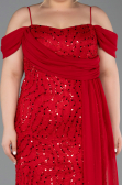 Robe De Soirée Grande Taille Longue Squameuse Rouge ABU6134