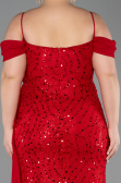 Robe De Soirée Grande Taille Longue Squameuse Rouge ABU6134