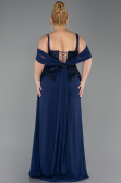 Robe de Soirée Grande Taille Longue Mousseline Bleu Marine ABU6184