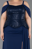 Robe de Soirée Grande Taille Longue Mousseline Bleu Marine ABU6184
