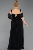 Robe de Soirée Grande Taille Longue Mousseline Noir ABU6184