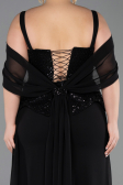 Robe de Soirée Grande Taille Longue Mousseline Noir ABU6184