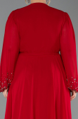Robe De Soirée Grande Taille Mousseline Longue Rouge ABU3075
