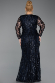 Robe Grande Taille Longue Squameuse Bleu Marine ABU5937
