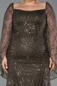Robe De Soirée Grande Taille Perlé Longue Kaki ABU5067