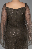 Robe De Soirée Grande Taille Perlé Longue Kaki ABU5067