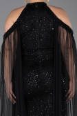 Robe de Soirée Grande Taille Longue Perlé Noir ABU6118