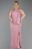 Robe de Soirée Grande Taille Longue Perlé Poudre ABU5989