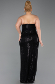Robe de Soirée Grande Taille Longue Perlé Noir ABU5989