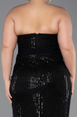 Robe de Soirée Grande Taille Longue Perlé Noir ABU5989