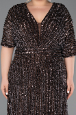 Robe De Soirée Grande Taille Squameuse Longue Brun ABU5846