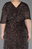 Robe De Soirée Grande Taille Squameuse Longue Brun ABU5846