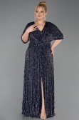 Robe De Soirée Grande Taille Squameuse Longue Bleu Marine ABU5846