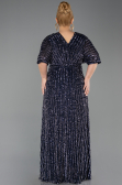Robe De Soirée Grande Taille Squameuse Longue Bleu Marine ABU5846