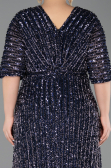 Robe De Soirée Grande Taille Squameuse Longue Bleu Marine ABU5846