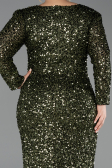 Robe de Soirée Grande Taille Longue Squameuse Kaki ABU6074