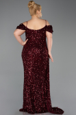 Robe De Soirée Grande Taille Longue Rouge Bordeaux ABU5232