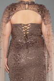 Robe de Soirée Grande Taille Longue Perlé Cuivre ABU6162