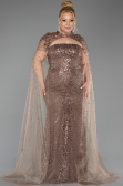 Robe de Soirée Grande Taille Longue Perlé Cuivre ABU6162