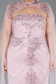 Robe de Soirée Grande Taille Longue Perlé Poudre ABU6162