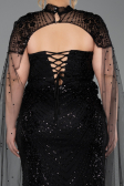 Robe de Soirée Grande Taille Longue Perlé Noir ABU6162