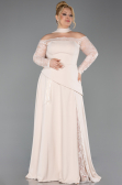 Robe De Soirée Grande Taille Dantelle Longue Beige ABU5657
