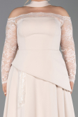 Robe De Soirée Grande Taille Dantelle Longue Beige ABU5657