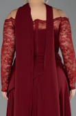 Robe De Soirée Grande Taille Dantelle Longue Rouge Bordeaux ABU5657