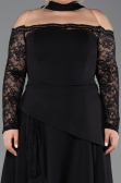 Robe de Soirée Grande Taille Longue Dantelle Noir ABU5657