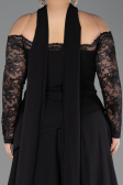 Robe de Soirée Grande Taille Longue Dantelle Noir ABU5657
