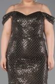Robe De Soirée Grande Taille Longue Squameuse Kaki ABU6098