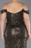 Robe De Soirée Grande Taille Longue Squameuse Kaki ABU6098
