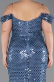 Robe De Soirée Grande Taille Longue Squameuse Indigo ABU6098