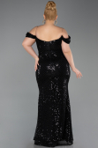 Robe De Soirée Grande Taille Longue Squameuse Noir ABU6098