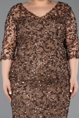 Robe De Soirée Grande Taille Midi Squameuse Cuivre ABK2630