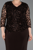 Robe De Invitation Grande Taille Midi Squameuse Brun ABK2631